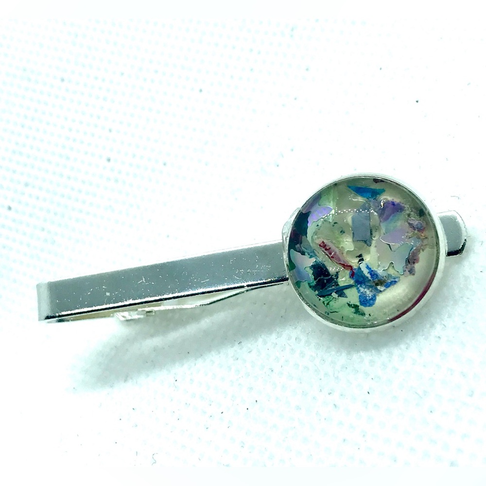 Tie clip pin silver plated 16mm handcrafted dome